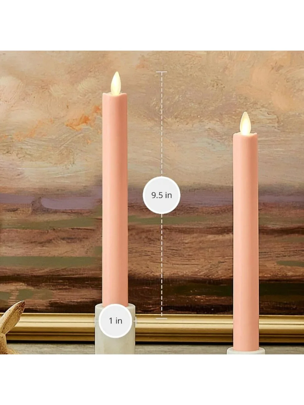 Set of 2 Flameless Taper Candles, LED Flickering Flame, Safe for Kids & Pets